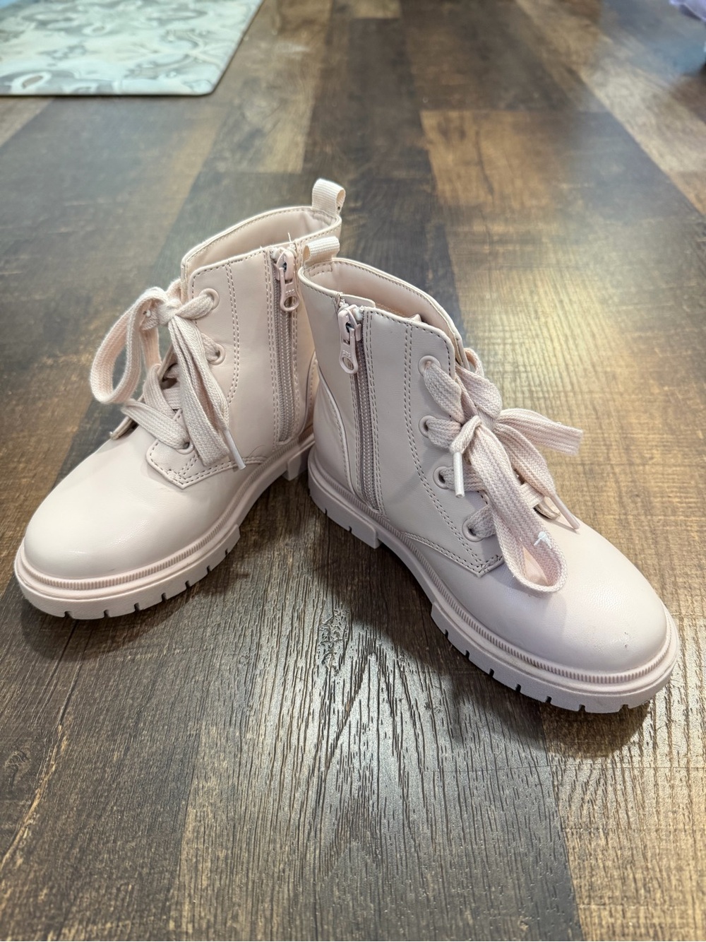 Cat & Jack Girls Pale Pink Lace-Up pearl studded Ankle Boots